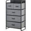 5 organisateurs de rangement - commode en tissu gris avec structure en acier pour la commode de chambre à coucher et de salon, cadre de commode d'entrée, tiroirs pliables, placement stable