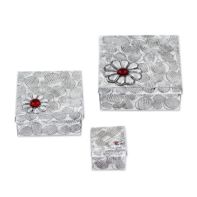 3 Piece Handmade Aluminum Decorative Box Set