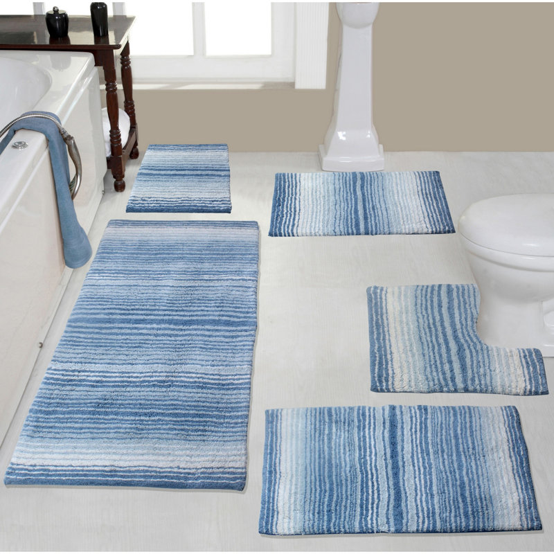Ensemble de tapis pour salle de bain 5 pièces Highlawn, bleu