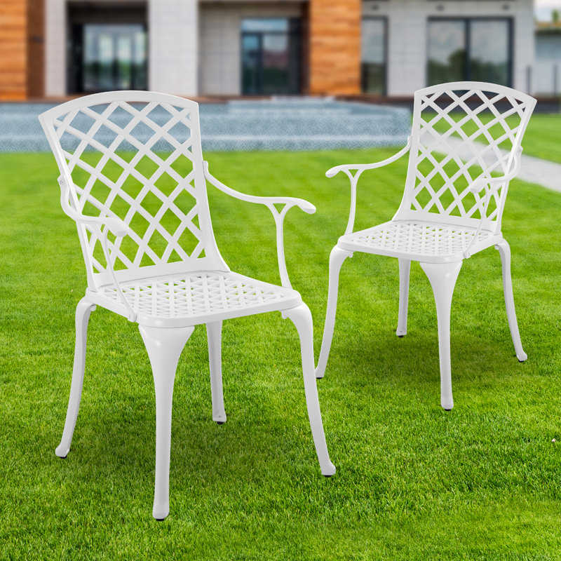 Ensemble de 2 chaises de patio en fonte d'aluminium - blanc 