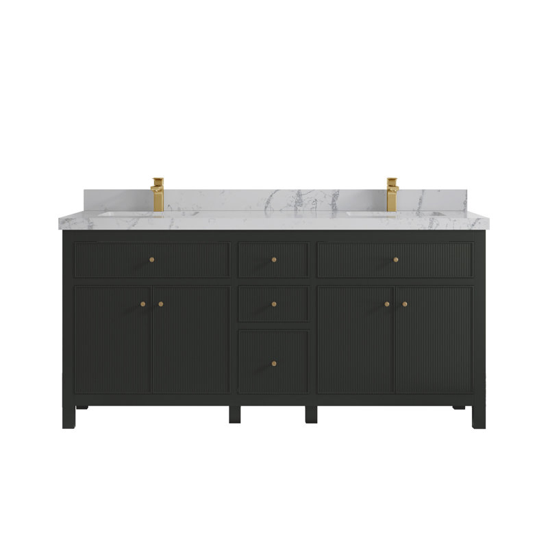 Ensemble de meuble-lavabo double 72 po Sonoma, Gris Piatra, Matte Black