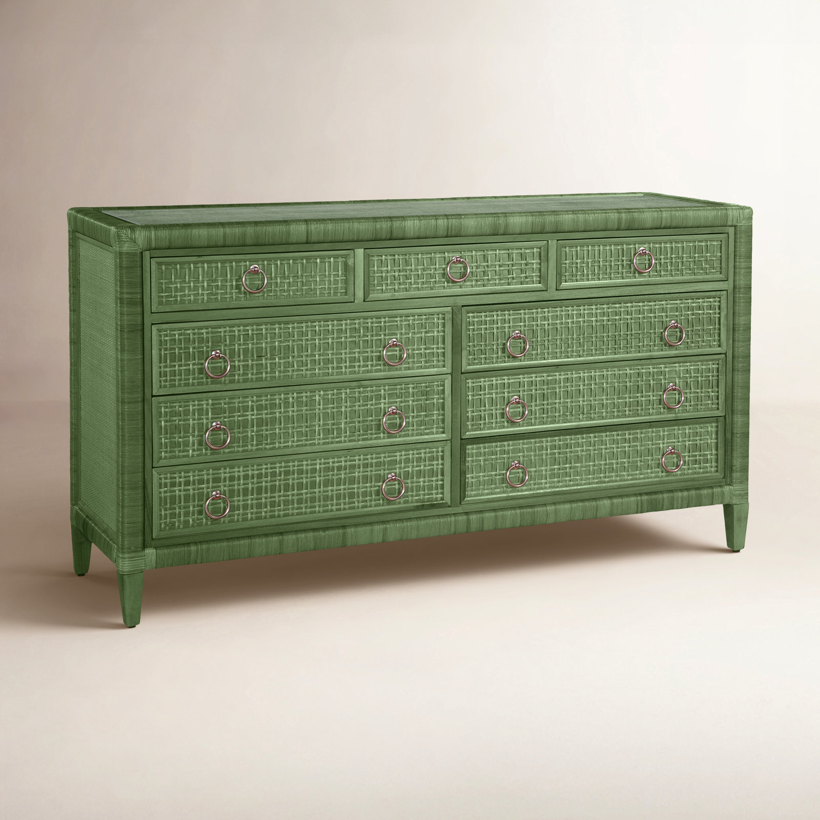 Monterey 64" Double Dresser, Celery, Yes, Satin Nickel