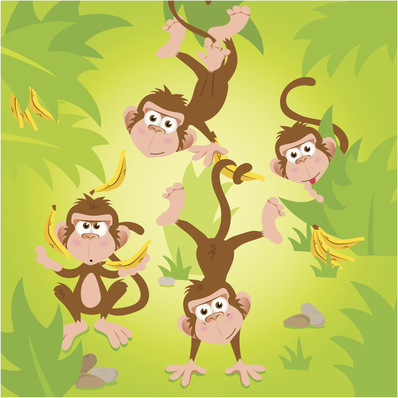Monkies by Anthony_taylor - Wrapped Canvas Print, 91cm H x 91cm W x 3.8cm D