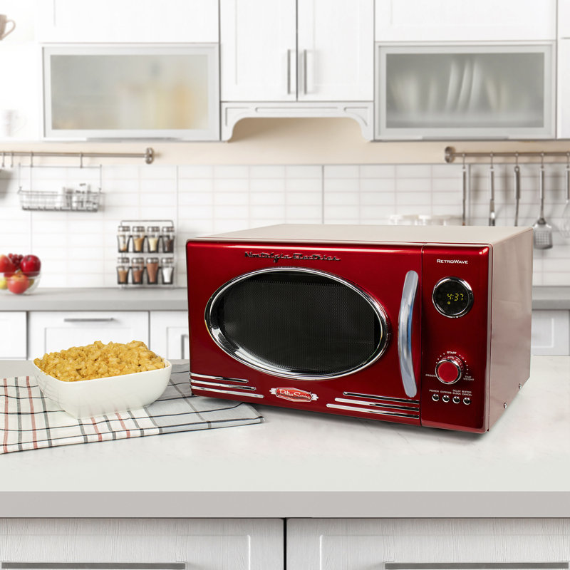 Nostalgia 25 L 900W Countertop Microwave, Red