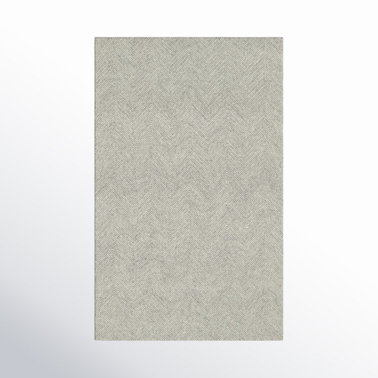 Wheaton Chevron Handmade Tufted Wool Gray and Beige Area Rug