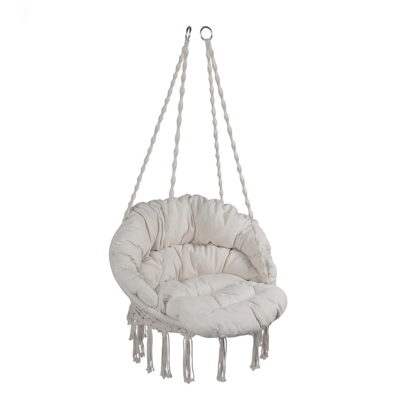 Chaise hamac pour balançoire en hamac suspendu en corde de coton pour l'intérieur et l'extérieur avec coussin