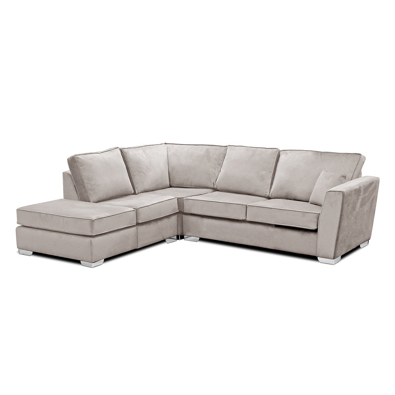 Quade 5 Seater Velvet Sofa & Chaise, Left Hand Facing, Mink