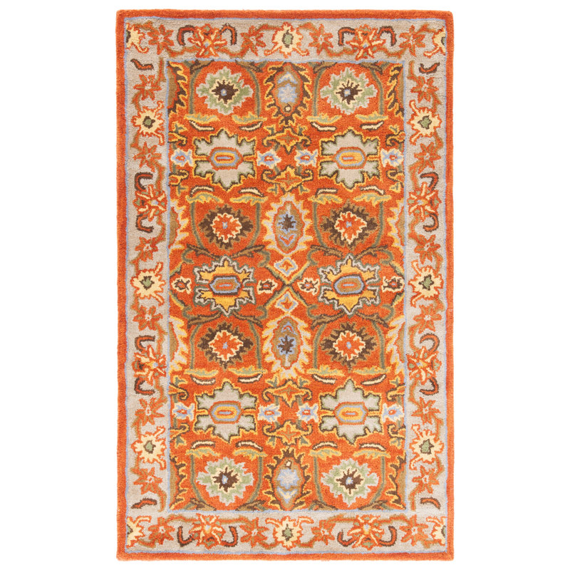 Tapis oriental rouille / beige en laine touffeté à la main Cranmore, Rectangle 3 pi x 5 pi