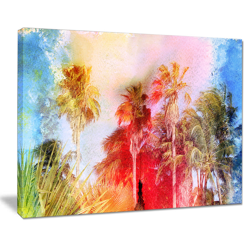 Retro Palms - Impression sur toile tendue, H 30 po x l 40 po x P 1 po