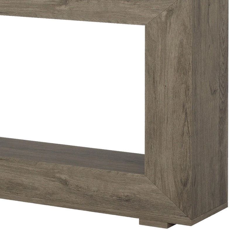 Evan Console Table, 47 Inch Rectangular Top, Rustic Grey, Open Shelf, Grey