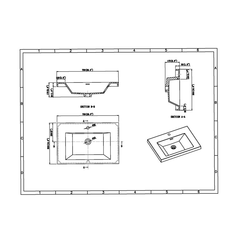 Alma 29.5" White Polymarble Rectangular Undermount Bathroom Sink with Overflow