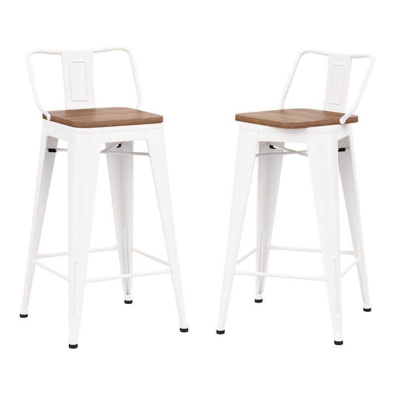 Swivel Metal Counter And Bar Stools, White, Counter Stool (24” Seat Height)