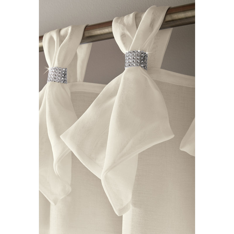 Aoibhne Tiara Tab Top Sheer Curtain Panel, 144 W x 274 D cm, Cream