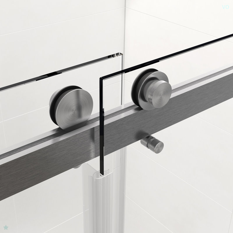 72 po x 76 po Porte de douche coulissante double sans cadre Nickel brossé sans tampon