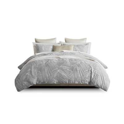 3 Pieces King Cotton Duvet Set,Light Gray