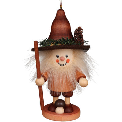 Ornement pour figurine suspendu en bois naturel champignon man