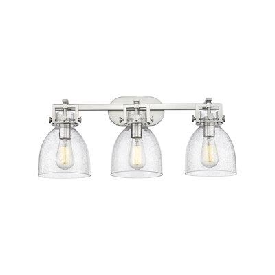 Kyaira - 3 Light - 27 inch - Satin Nickel - Seedy Shade - Bath Vanity Light