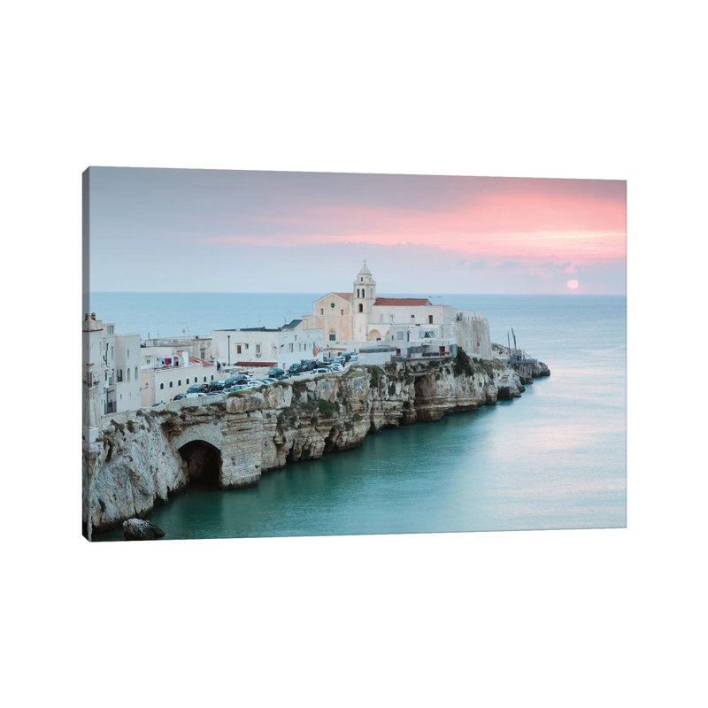 Sunrise Over Vieste Old Town, Apulia, Italy 1 Piece Wrapped Canvas Wall Art, 101.6 cm H x 66.04 cm W x 1.91 cm D