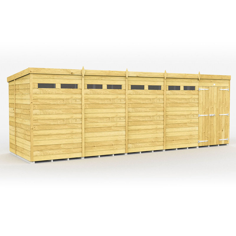 20ft x 6ft Pent Security Shed - Double Door