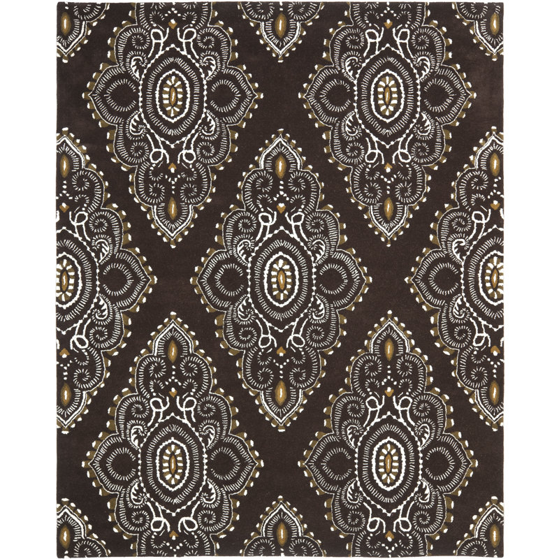 Kouerga Hand Tufted Wool Oriental Rug, Rectangle 5' x 8'