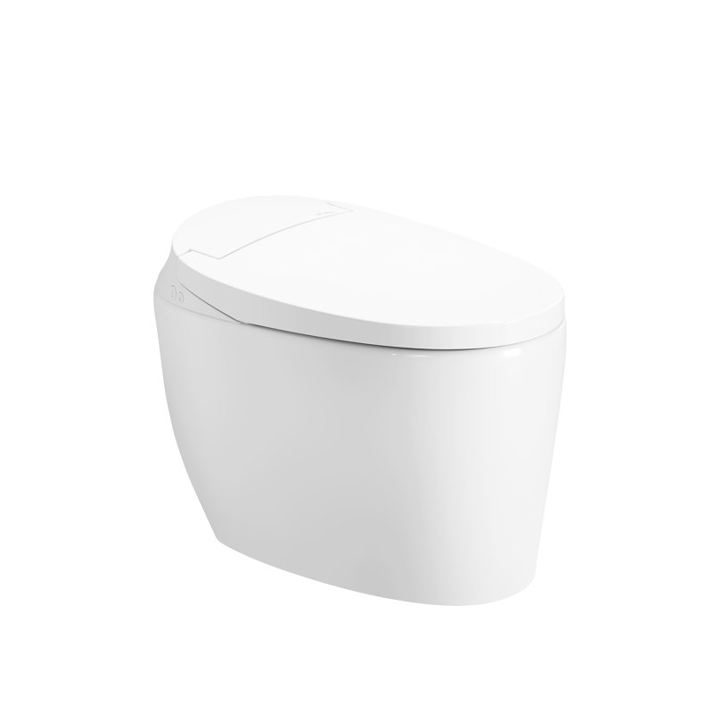 15-2/5'' H Floor Mount Smart White Toilet With Tankless And Quiet-Closed Heated Seat