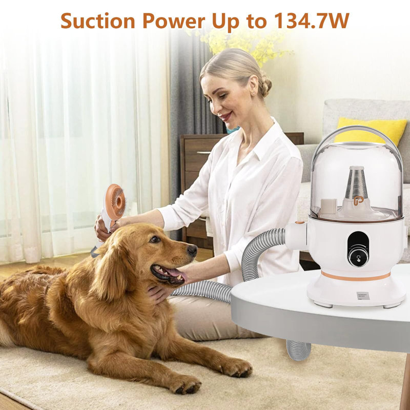 Orange and White Pet Grooming Vacuum Kit with Multiple Attachments