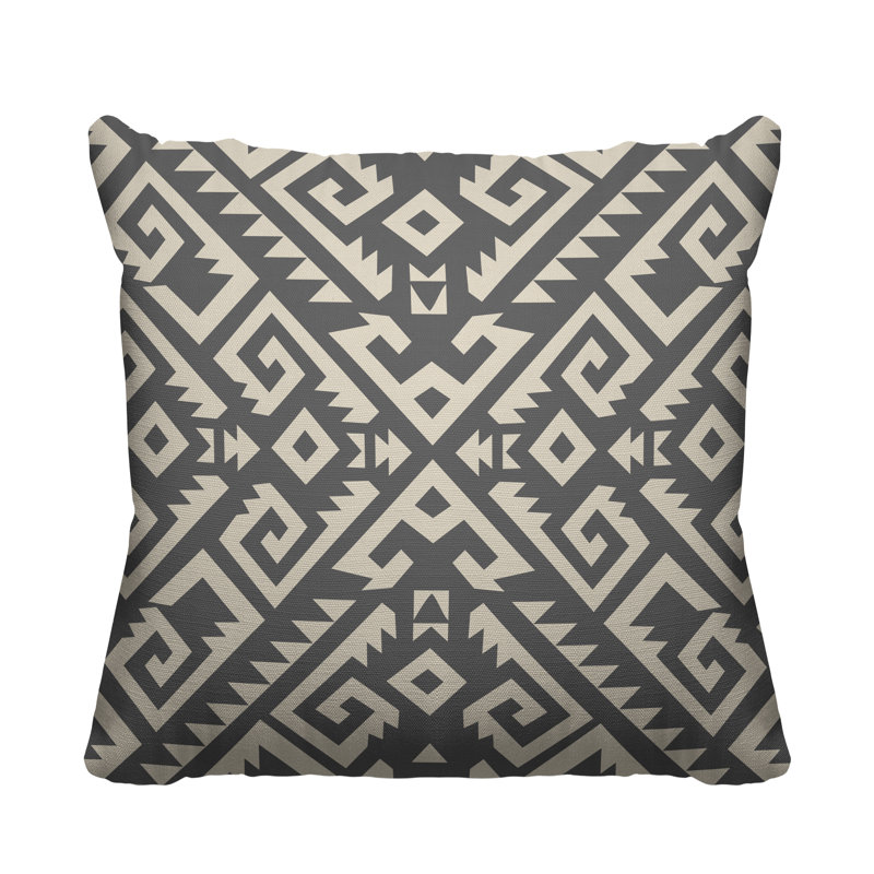 Coussin intérieur / extérieur Chitto Southwestern, gris, L 15 po x H 15 po