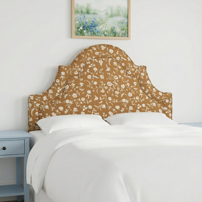 Knipe Upholstered Headboard, Queen, Robina Floral Ochre