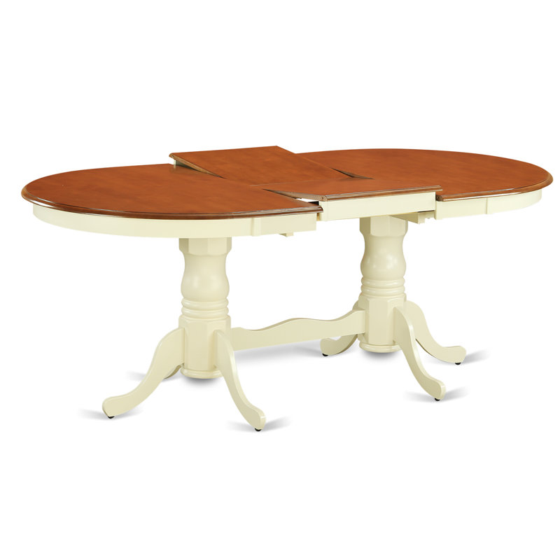 9 Piece Dining Room Furniture Set Includes an Oval Kitchen Table with Butterfly Leaf and 8 Dining Chairs, Buttermilk & Cherry