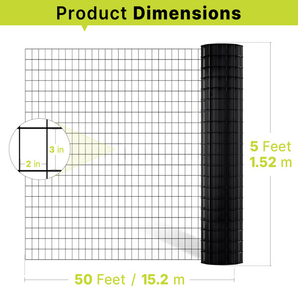 thealyn 16 Gauge Welded Wire Mesh Fence Black Roll Chicken Rabbit Goose ...