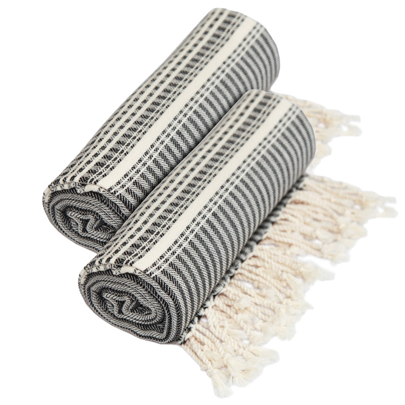  Ensemble de 2 serviettes en coton turc, Noir