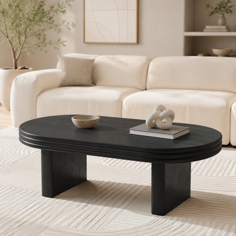 Table basse ovale moderne Mid Century, Noir