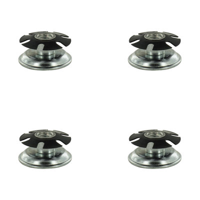 Outwater Industries Metal Threaded Single Star Type Leveler Inserts For 1-1/4 Inch Round Tubing, Heat Treated Steel And Zinc Plated Base, Fits Round 16-18 Gauge Tube, Thread: 3/8-16, 4 Pack