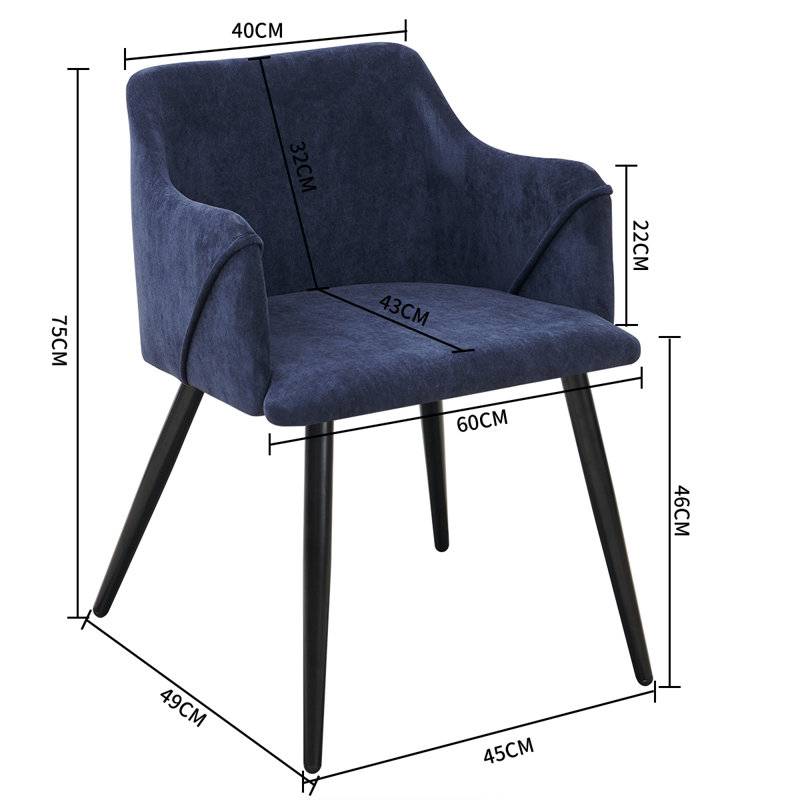 Sofiya 47cm H Upholstered Armchair, Blue, Black