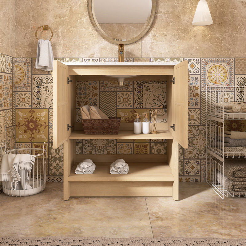 Meuble-lavabo simple 30 po avec comptoir en céramique, 30"