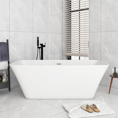 66'' X 30'' Acrylic Freestanding Soaking Bathtub In Glossy White