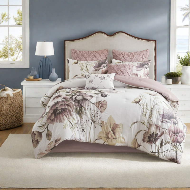 Ensemble de literie en coton de très grande taille, fard à joues chic et floral pour la maison