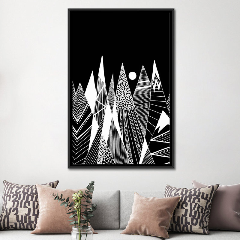 « patterns », reproduction d’impression sur toile tendue, H 26 po x l 18 po x P 1,5 po, Toile avec cadre noir, Pas de tapis