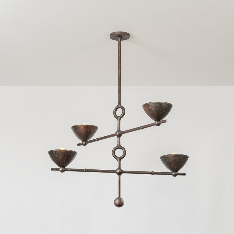 VISHAL Chandelier, 26.50" H x 38" W x 38" D, 4
