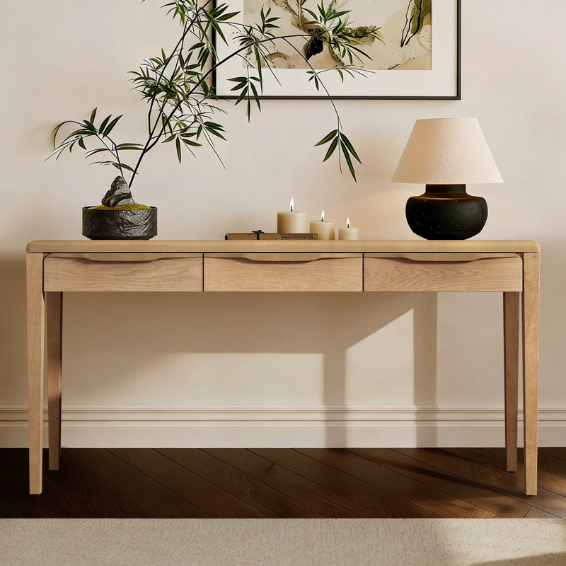 Chiswick 59.84'' Console Table With 3 Drawers, Natural