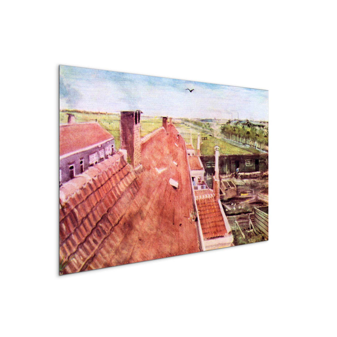 View over the rooftops by Van Gogh Vincent 53Ã80 cm MetalArt Materic Aluminum Satin Effect, Frameless Panel, Lightweight Ready to Hang