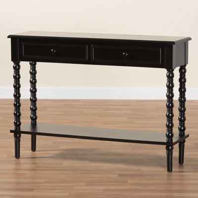 Laura Baxton Studio Malinda Classic Black Wood 2-Drawer Console Table With Spindle Legs