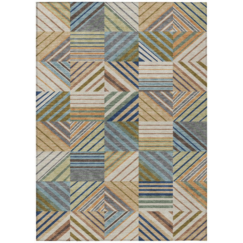 Machine Washable Indoor/Outdoor Lanphear ACN2399 Patchwork Rug, Rectangle 10' x 14'