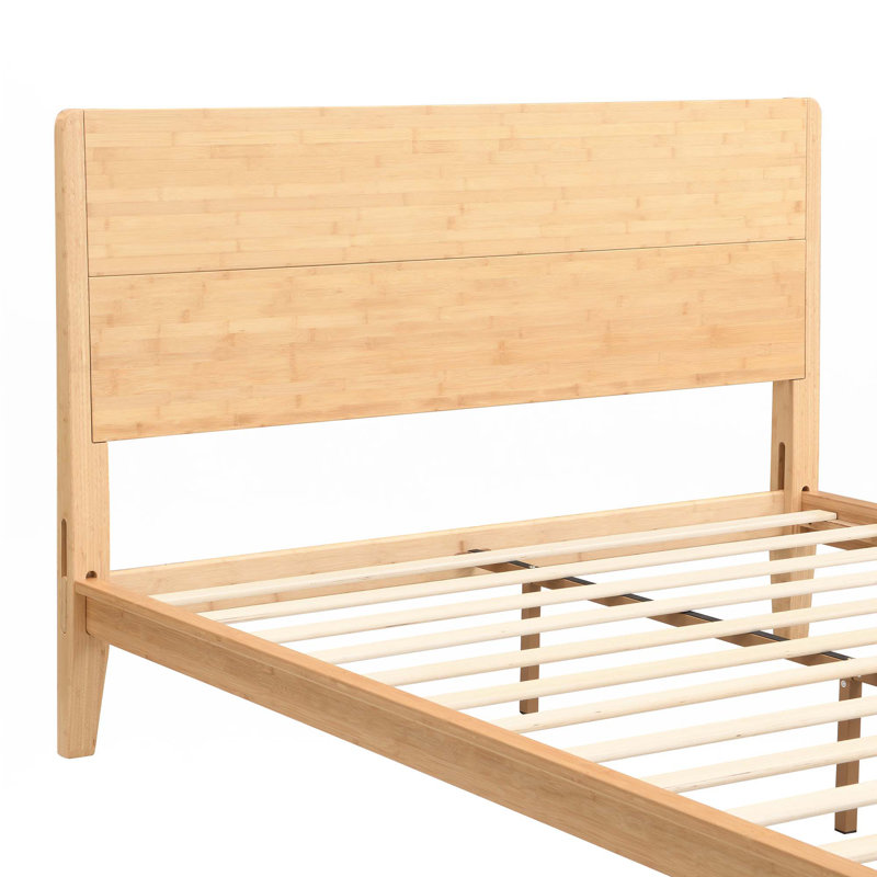 Mid-Century Bamboo Wood Platform Bed, Natural, Full