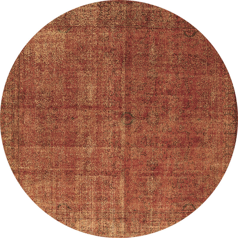 Tapis brun lavable à la machine de style Mid-Century moderne 1037 He filmuth, Rond 6 pi