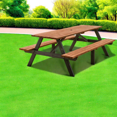 Ensemble de salle à manger robuste en bois massif de style rustique pour cour arrière