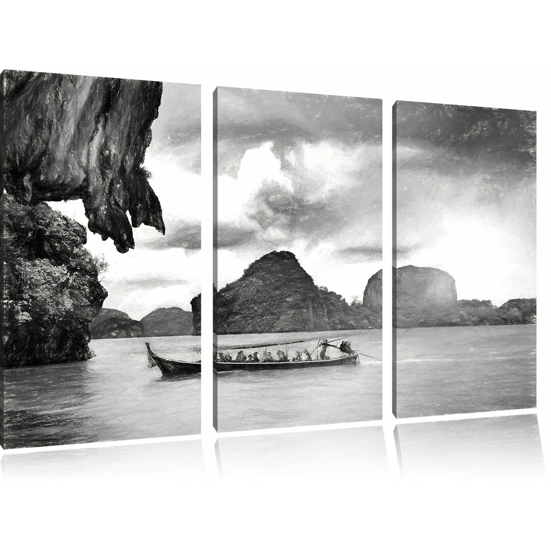 3-tlg. Leinwandbild-Set „Thailand Phuket Paradies am Strand“, Kunstdruck