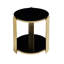 Table de bout moderne 16,9 po - Verre trempé double couche et structure en acier inoxydable doré, table d'appoint de salon