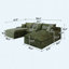 Canapé modulaire en velours côtelé de 106 po avec structure double couche et coussins de siège amovibles-1139780368