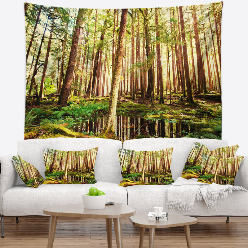 Tapisserie paysage forêt tropicale dense, H 32 po x l 39 po